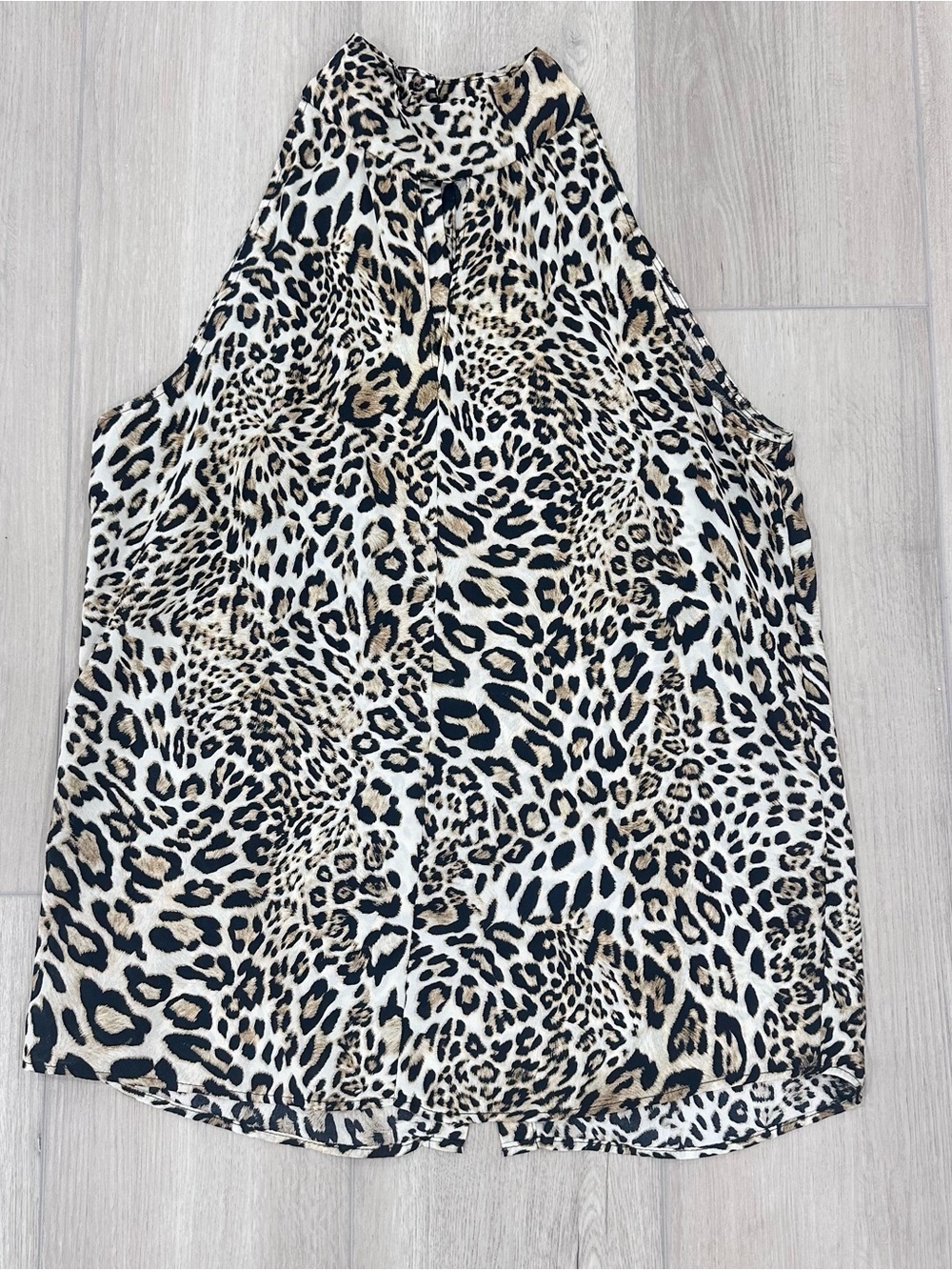 DREW sleeveless silky leopard print top brown black small
